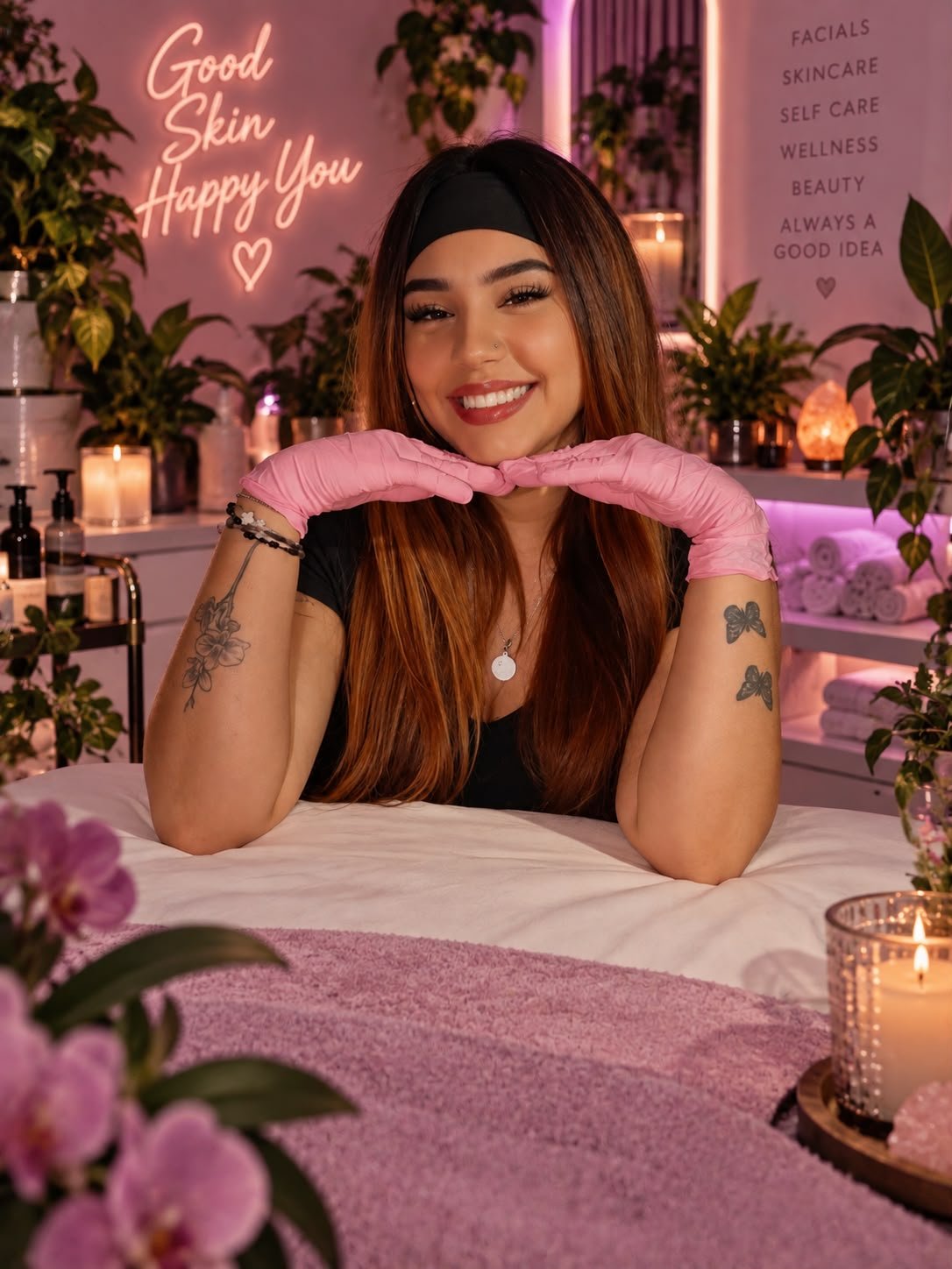 Esthetician in a facial treatment room