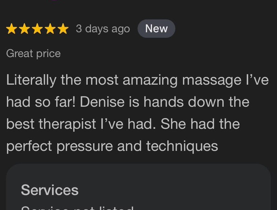 Anonymized client massage review