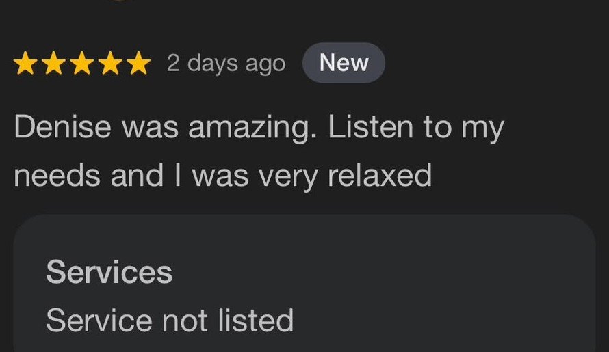 Anonymized client massage review