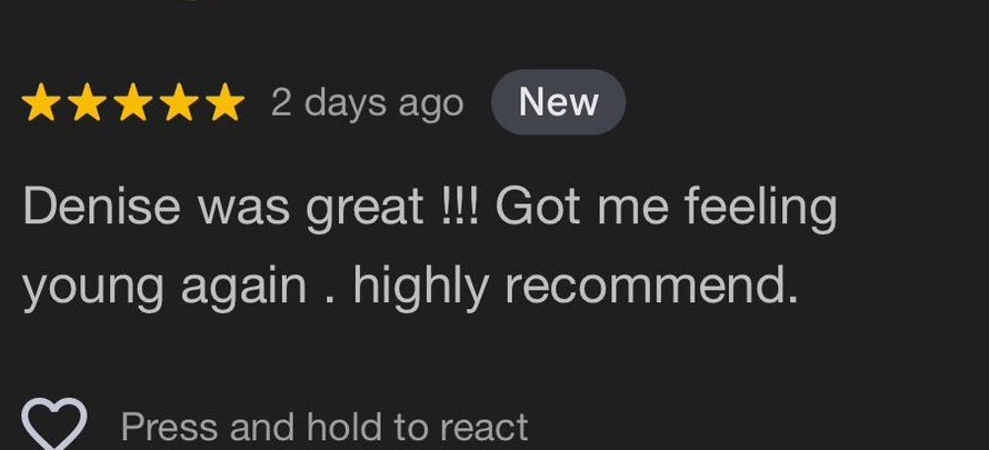 Anonymized client massage review